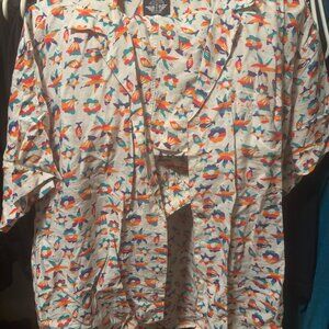 Dockers Tropical Fish Shorts & Button Top Outfit for Women